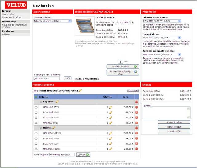 Izračun lahko poimenujete po prostorih ali različnih modelih Izračun lahko poimenujete po prostorih ali različnih modelih