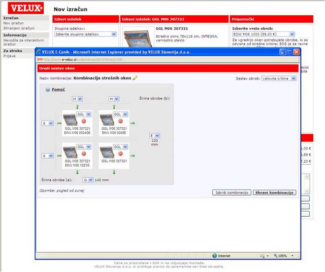 Ustvari kombinacijo oken Ustvari kombinacijo oken
